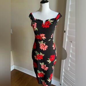 Beautiful AX Paris floral pencil cut off the shoulder dress